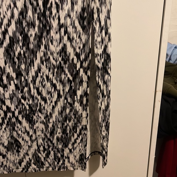 ANA BOHO SOFT Jersey Knit LONG MAXI Skirt Large Gray White Black Wide Waist - Picture 6 of 6